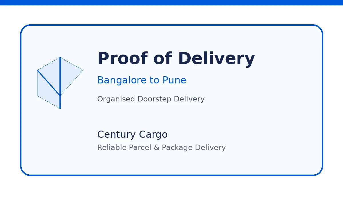 Parcel Delivery Confirmation Bangalore to Pune